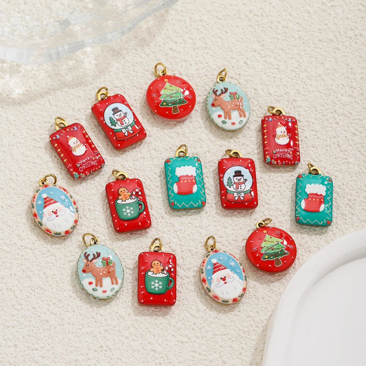 1pcs Stainless Steel Christmas Charms For Jewelry Making Christmas tree, Christmas Reindeer Socks Pendants DIY Christmas Jewelry