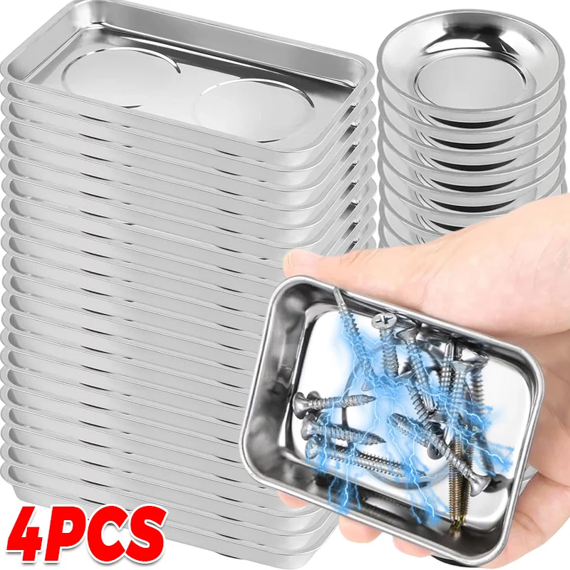 Магнитные лотки из нержавеющей стали Круглые магнитные детали Чаша Болты Гайки Лоток для хранения винтов Металлический держатель инструмента Пластина Присоска