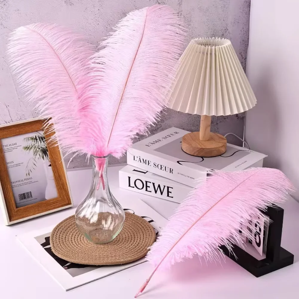 10Pcs Rose Red Ostrich Feather 15-40cm Fluffy Ostrich Feathers For Wedding Vase Arrangement Carnival Party DIY Craft Supplies
