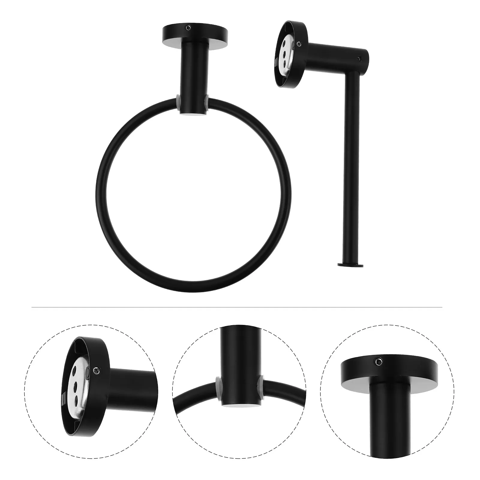 

2Pcs Heavy Duty Bathroom Towel Ring and Toilet Paper Holder Set Wall Mounted Storage Rack for Organized Towel Hanging and Daily