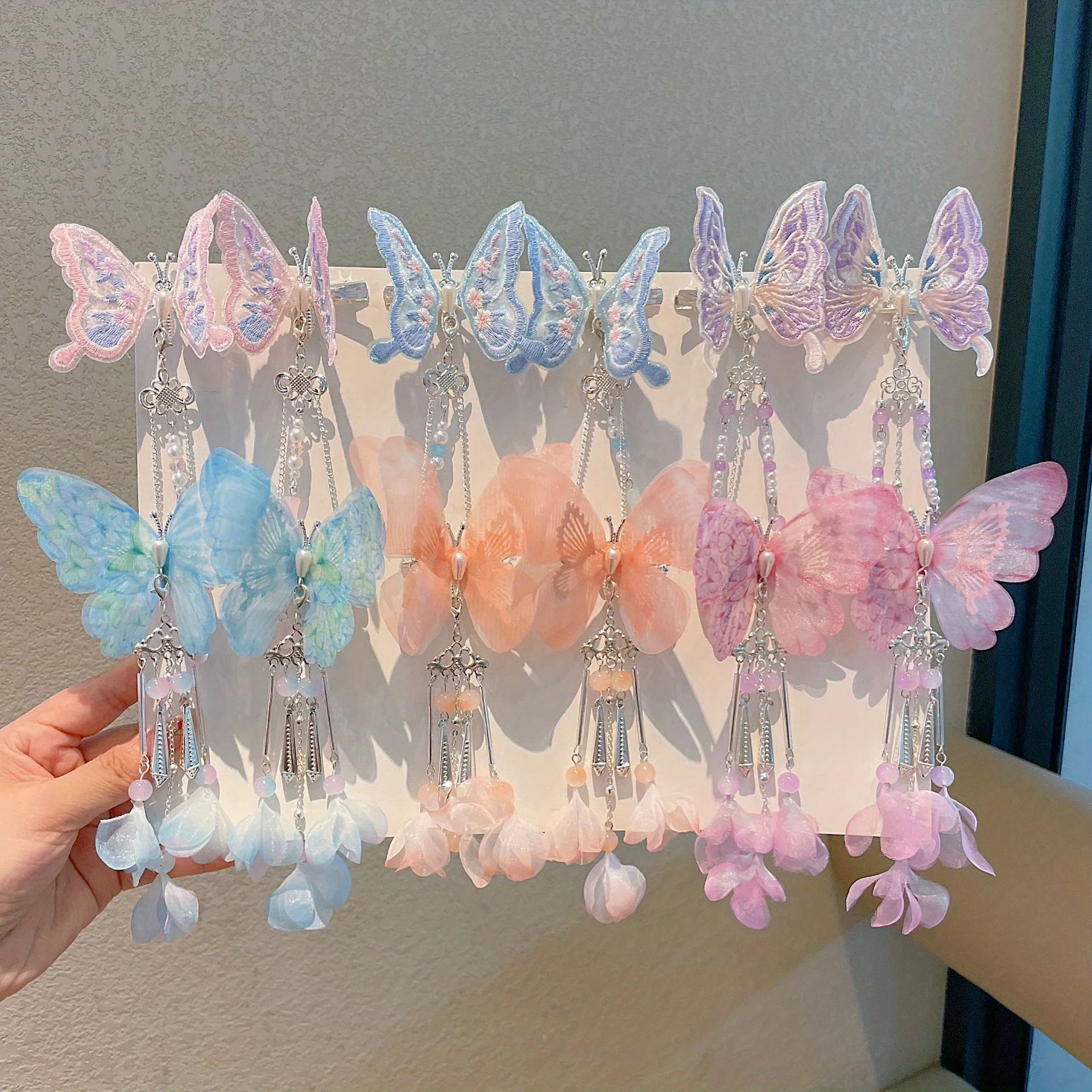 Butterfly Children's Hanfu Headdress with Fringe, Antique Hairpins and Clips Baby Accessories for Girls image 2