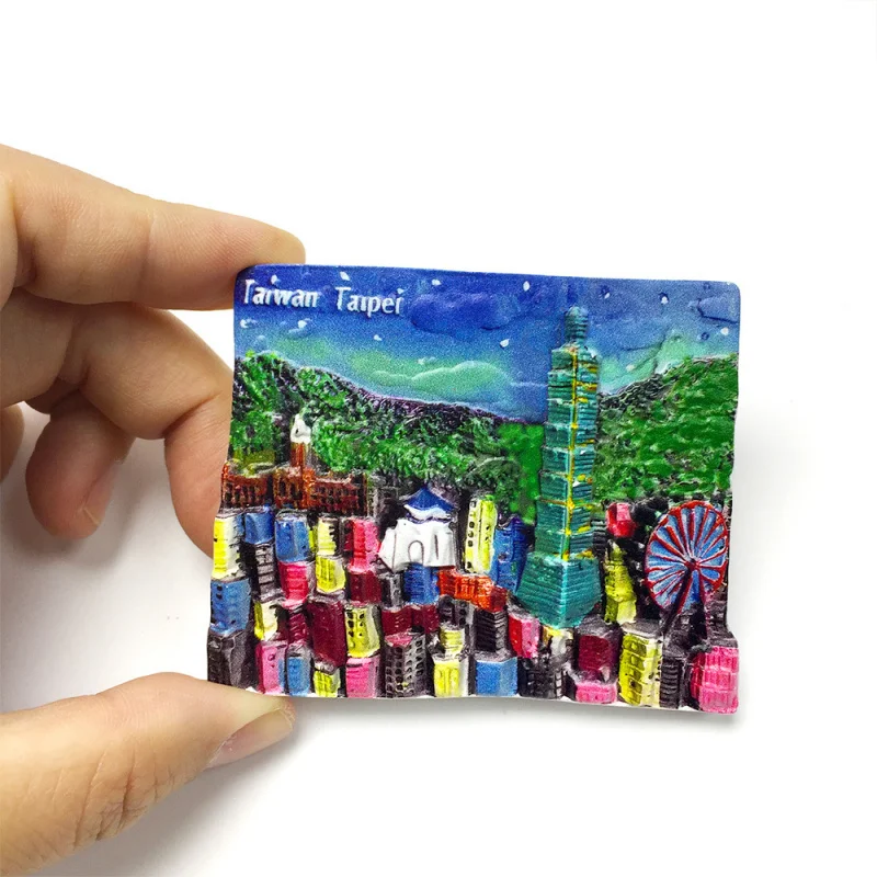 Тайвань, Китай Тайбей Культурный и креативный окрашенный город Ночная сцена Магнитный магнит на холодильник Высококачественный хит продаж Изысканный деко