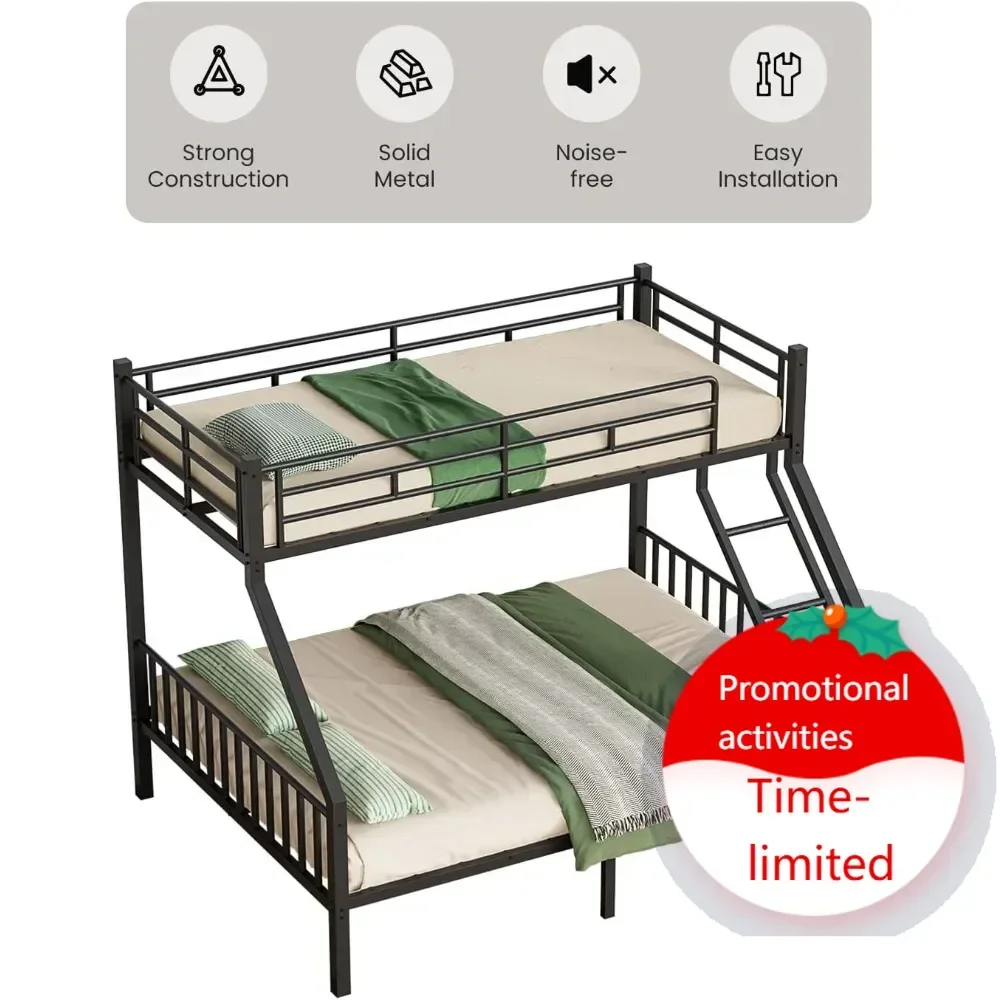 

Горячая распродажа: Двухъярусная кровать Twin XL над двуспальной кроватью Queen для взрослых, прочная металлическая двухъярусная кровать с защитными перилами и лестницей с EVA-подушками, размер Twin XL.