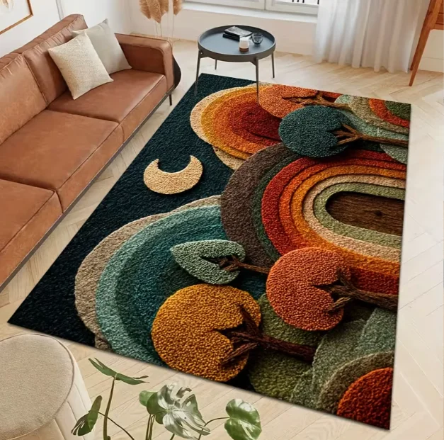 Large Bohemian Colorful Floor Mat Living Room Bedroom, Indoor Large Floor Mat Modern Home Decoration Modern Living Room Carpet