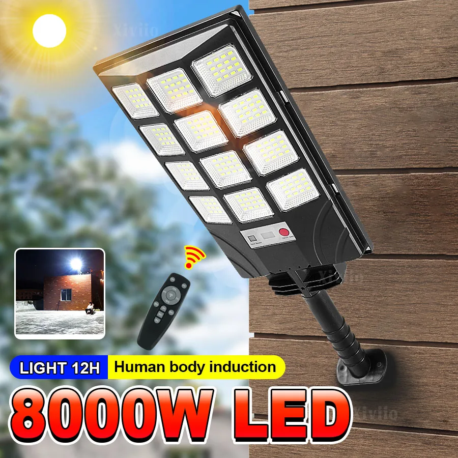 

2025 NEW 8000W/6000W Super Powerful LED Solar Light Outdoor Waterproof IP67 Motion Sensor Outdoor Solar Wall Lamp Garden Street