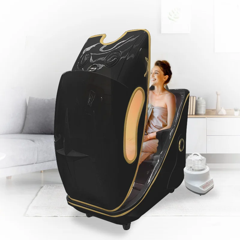 sitting steam heating ozone sauna capsule saun infrared led light spa capsules with bluetooth music