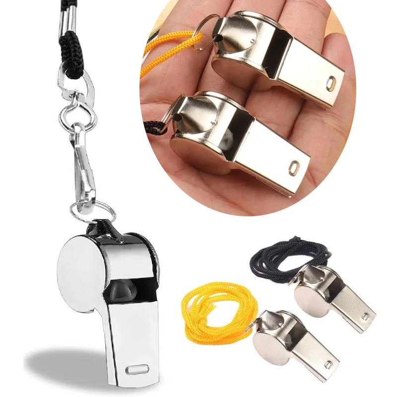 

Outdoor Emergency Whistle 2pcs Stainless Steel With Lanyard Sports Super Loud Survival Super Loud Sound With Lanyard For