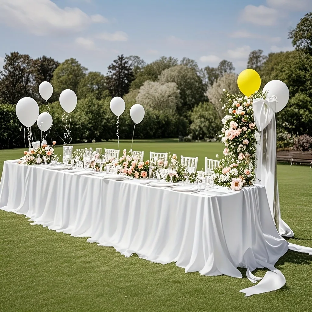 Rectangle Tablecloth Satin Table Cloth Bright Smooth White Pink Solid Color Table Cover Wedding Party Supplies Table Decors