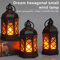 Electronic Candle Light Flicker Free Night Light Battery-Operated Retro Flameless Candle Lantern Desk Lantern Lamp Home Decor