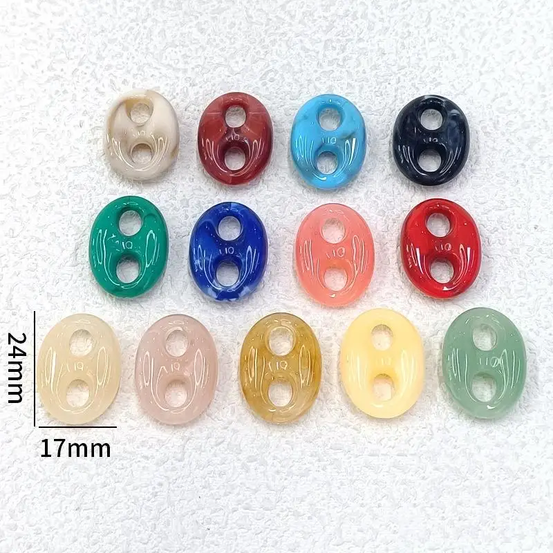 10Pcs 24x17mm Colorful Acrylic Geometric Beads DIY Necklace Bracelet Garment Bag Accessory Clasp Material