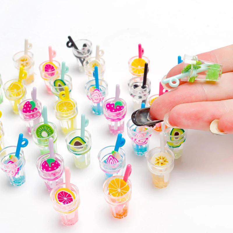 6/12pcs Glow in the Dark Mini Resin 1:12 Food Drinks Miniatures, Home Desk Ornament, Micro Landscape DIY Craft Decoration