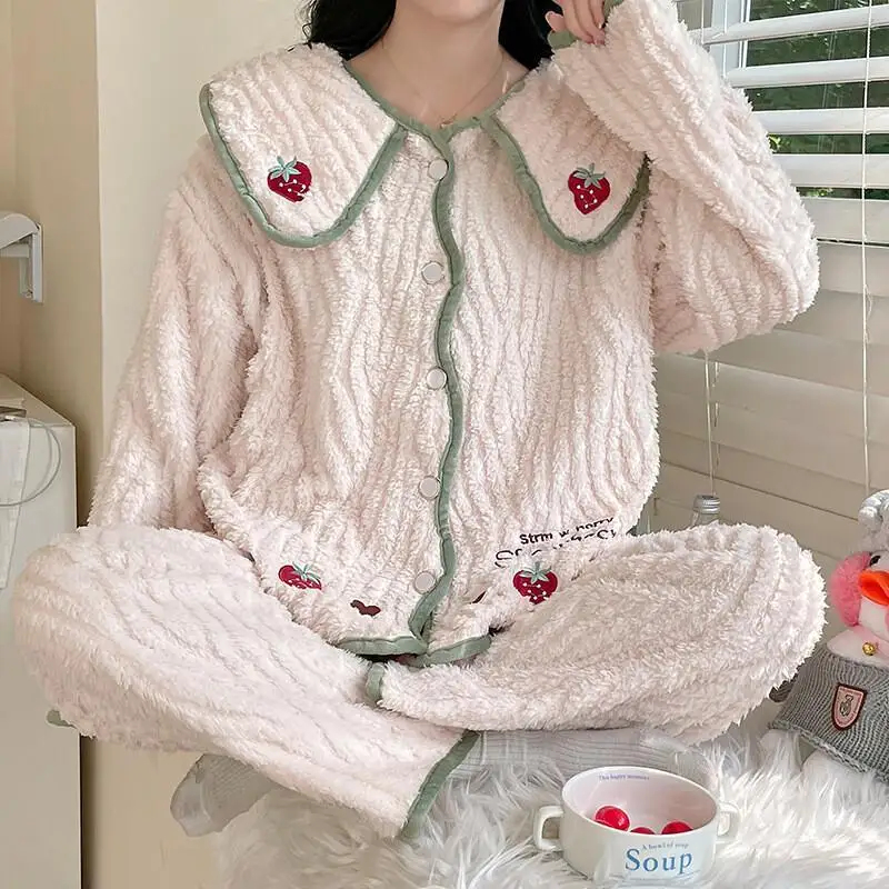 

Women's Pajama Set Comfortable Sleepwear Pajamas Sleeping Wear Printed Long Loungewear Home Clothes Girl Two-Piece Autumn Winter