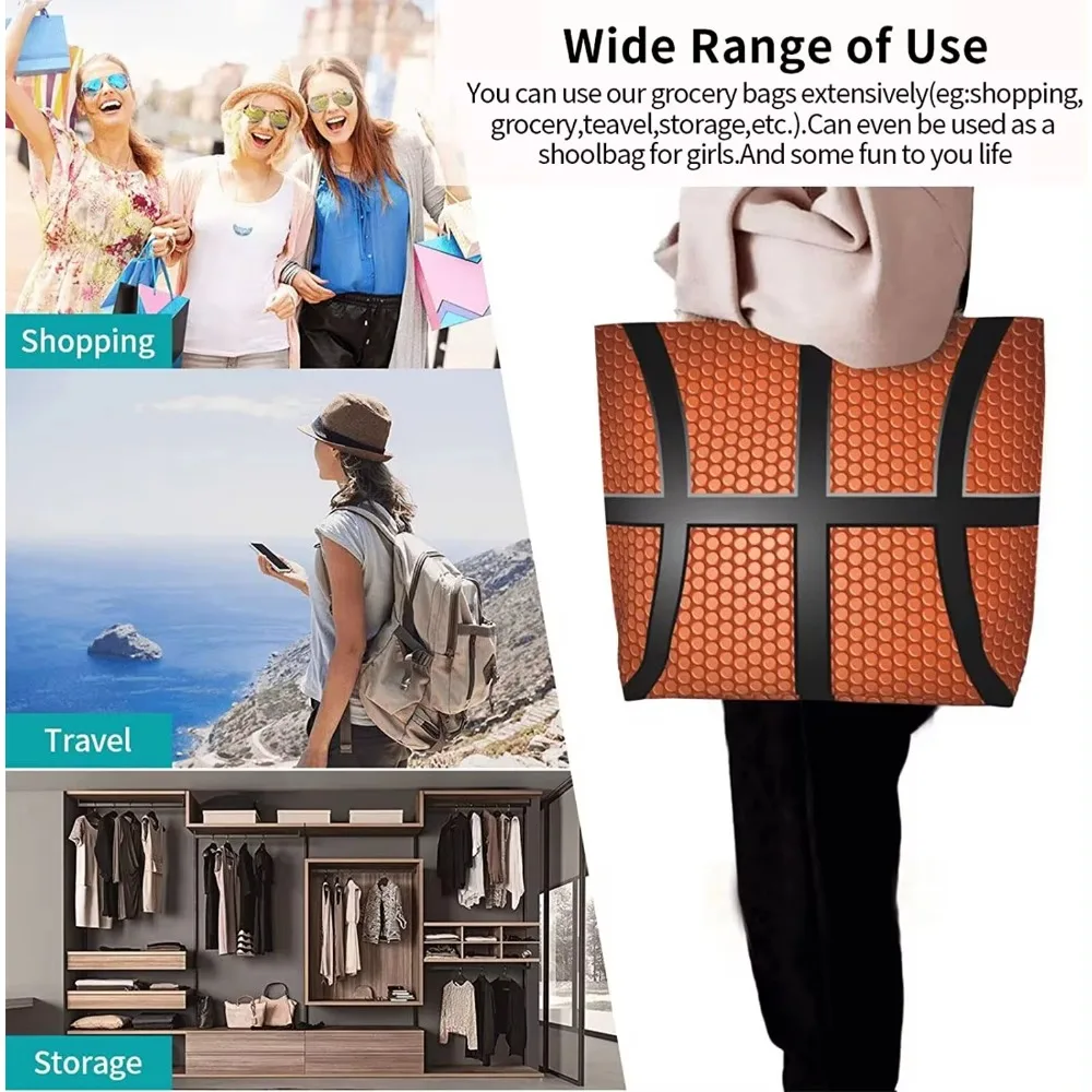 Woman Basketball Tote Handbag Large Oversize Casual Canvas Sports Mom Beach Travel Bag