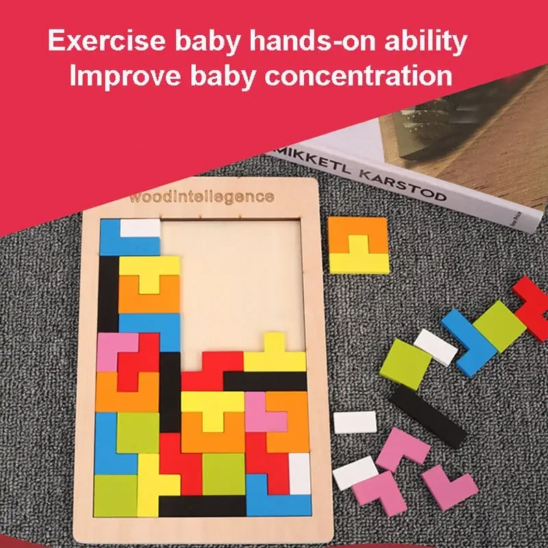 Children Thinking Logic Square Toy Puzzle 1 Set Wooden Puzzle Baby Early Education Fun Game