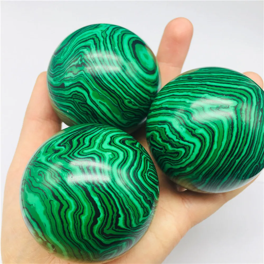 Handmade Energy Gem Ball, Malachite, 5cm Quartz Crystal Ball Polished Healing Ball for Home Decoration