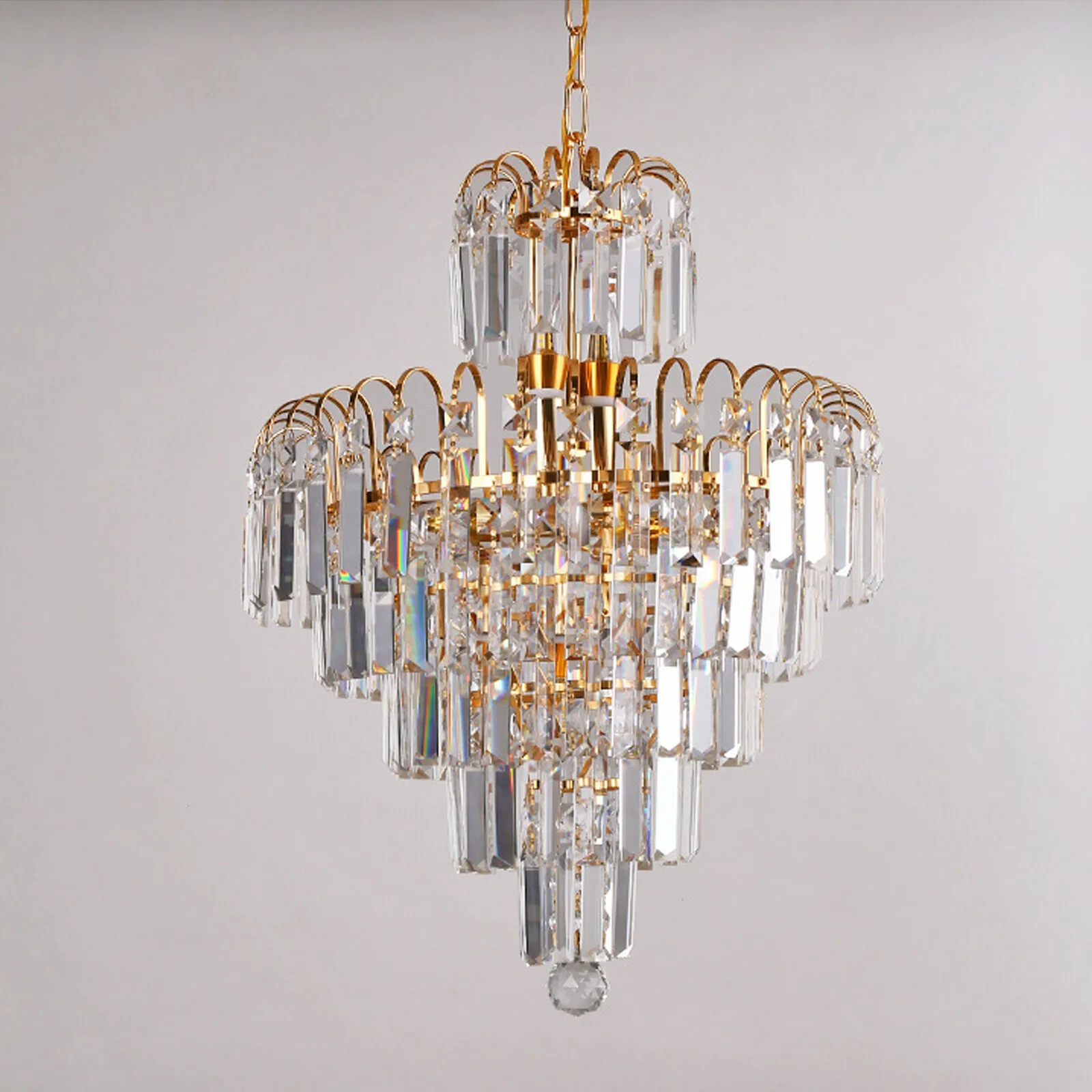 Modern Crystal Chandelier - Elegant Ceiling Light Fixture with Glass Prisms for Dining Room & Entryway  crystal decoration