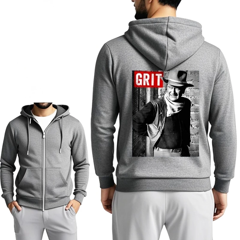 سويت شيرت رجالي للارتداء اليومي بغطاء للرأس من القطن بتصميم أنيق بسحاب Ae قميص جون واين بقلنسوة عصري كاجوال