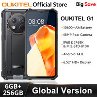 Oukitel G1 Rugged smartphone Global Version 6.52‘' HD+10600mAh 6GB+256GB Android14 48MP Camera cellphone IP68/IP69K Mobile Phone