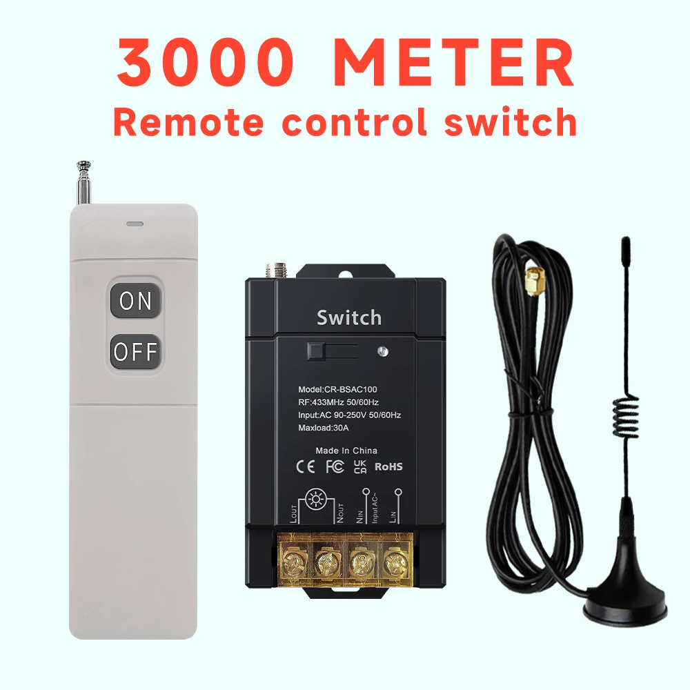 Cerhot Wireless Switch Remote Contro AC110V/220V/230V/240V，30A Relay Light Switch for Household Appliances, Pump,Lights Ceiling