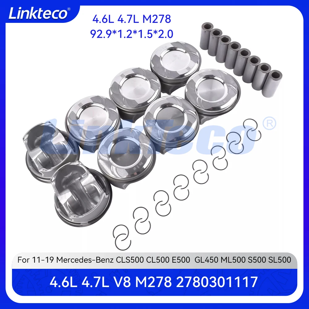 

Engine 92.8mm Piston Ring Set Fit 4.6 4.7 T L V8 M278 For 11-19 Mercedes-Benz C218 W212 X166 W166 W221 W222 C217 R231 4.6L 4.7L