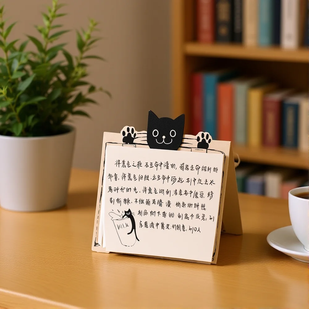 학생 문구 다채로운 메모 용지 미니 노트 귀여운 고양이 스티커 데스크 주최자 연구 학생 스티커 메모 메시지 도서