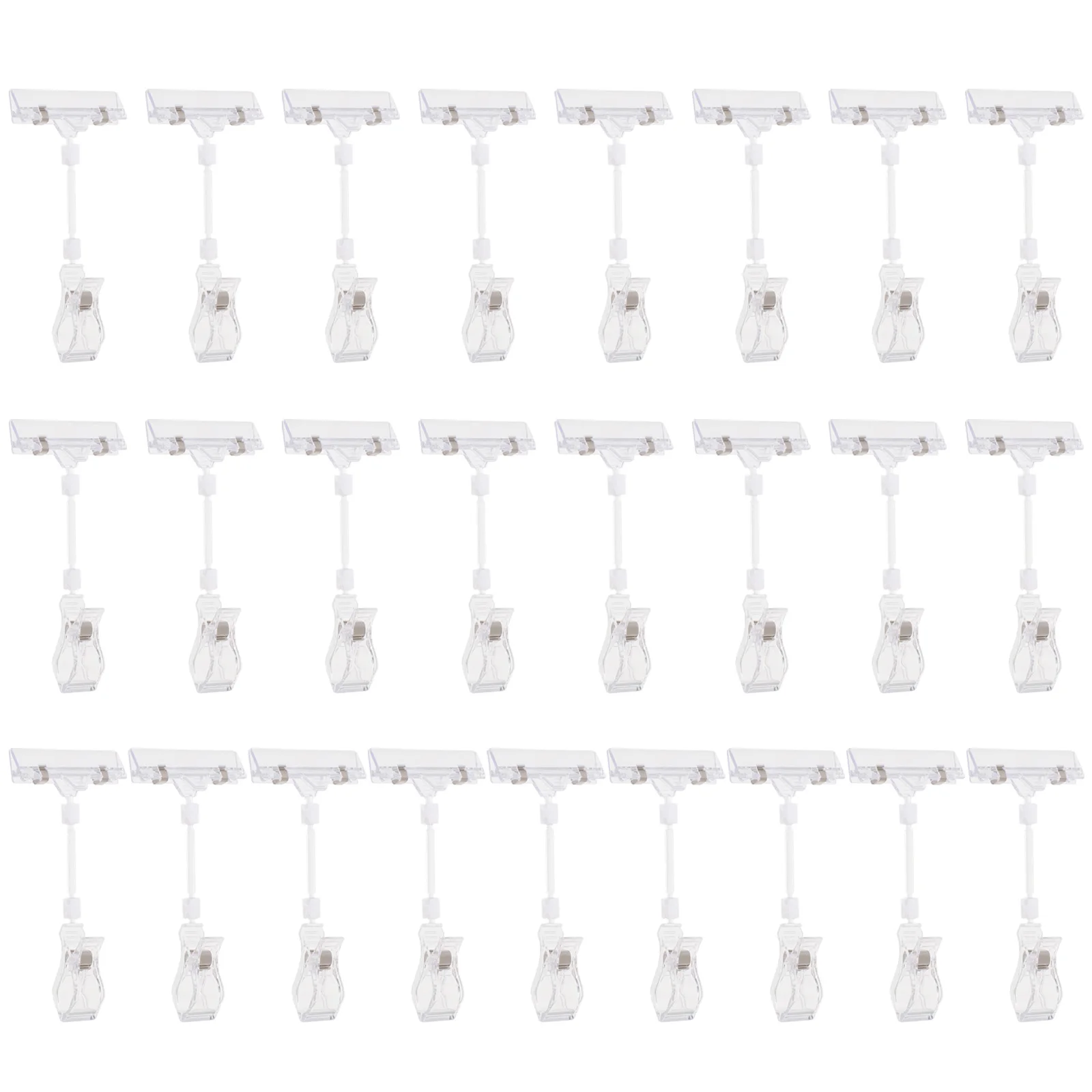

25pcs Universal Swivel Label Clips Head Plastic Tag Holders Price Sign Display Double Clip Merchandise Sign Rotatable Clear