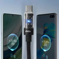 Câble en Nylon USB Type C 240W, câble de charge Super rapide pour Samsung Xiaomi Huawei Honor, affichage numérique LED, cordon de données de chargeur rapide 4