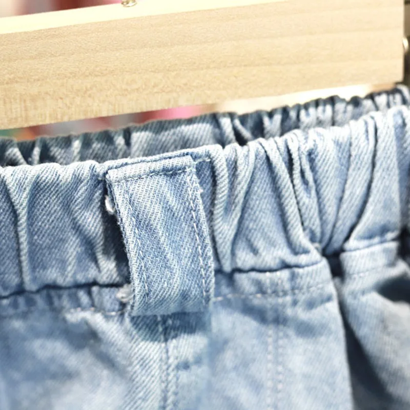 Pantaloncini di Jeans con fiocco carino per ragazze pantaloni corti larghi per bambini estivi per ragazza 1-7 anni Jeans corti con elastico in vita