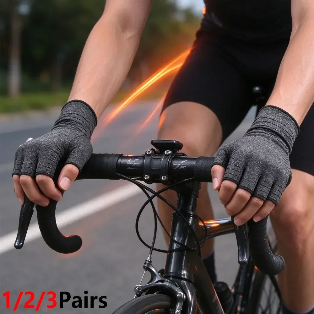 1/2/3Pairs Half Finger Therapeutic Hand Compression Gloves,Breathable Arthritis Support Gloves,Reduce Joint Soreness,Office Work