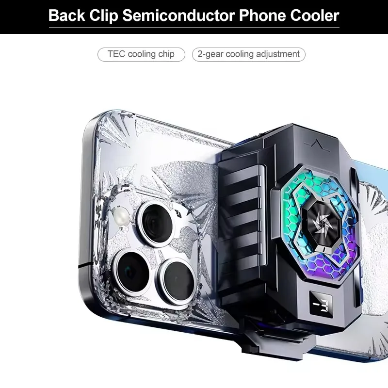 SL31 Mobile phone back clamp radiator TEC cooler with temperature display, cooling fan for iPhone Samsung Android phone games