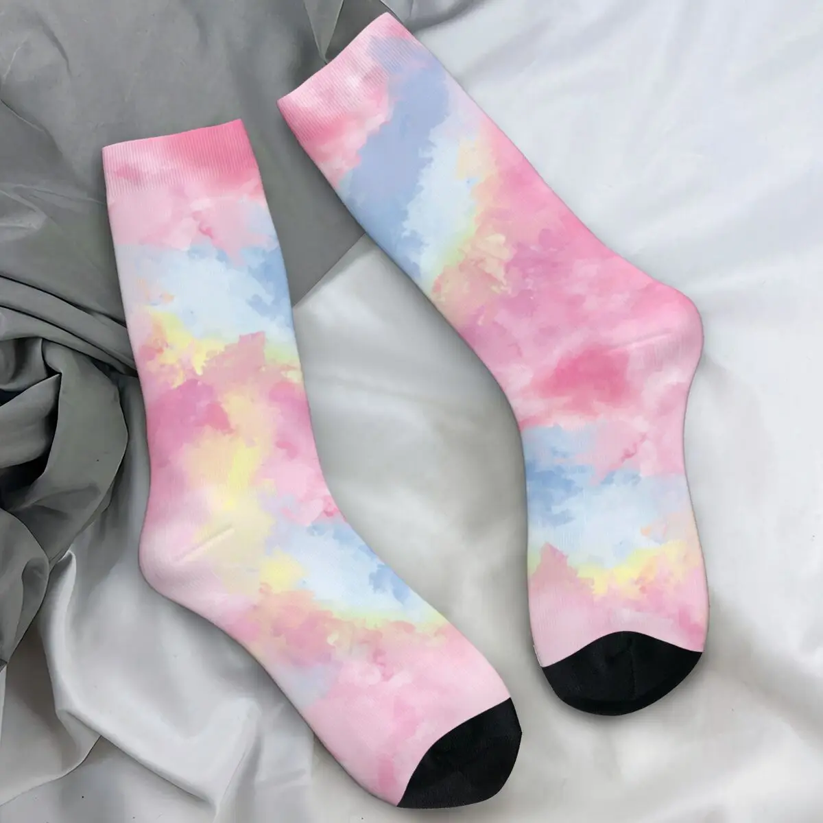 Tie Dye Pink Stockings Rainbow Abstract Nature Custom Casual Socks Winter Anti Bacterial Socks Men's Outdoor Quality Socks