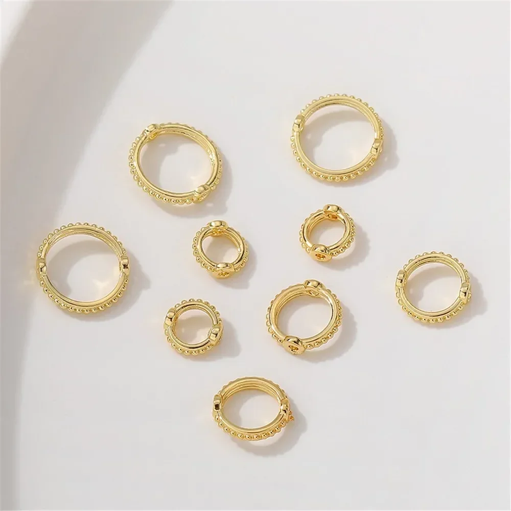 14K Goud-Kleur Dubbele Gat Kant Ring Kraal Ring Handgemaakte Diy Parel Kraal Ring Kraal Ornament Materiaal accessoires Q005