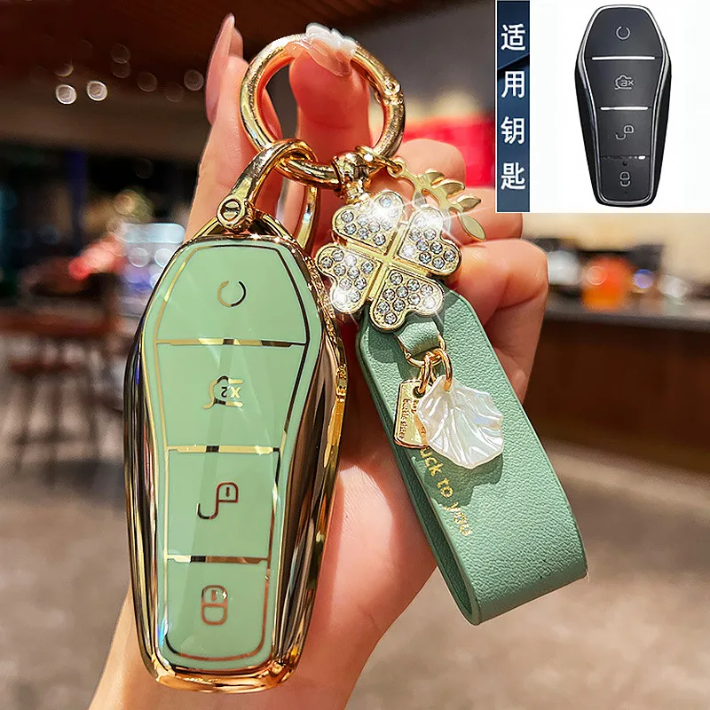 For BYD Qin Plus Key Set Han Ev Dolphin Song Dmi Seal Seagull Yuan Pro Tang Car Bag Buckle Case Keychain Ring Car Accessories