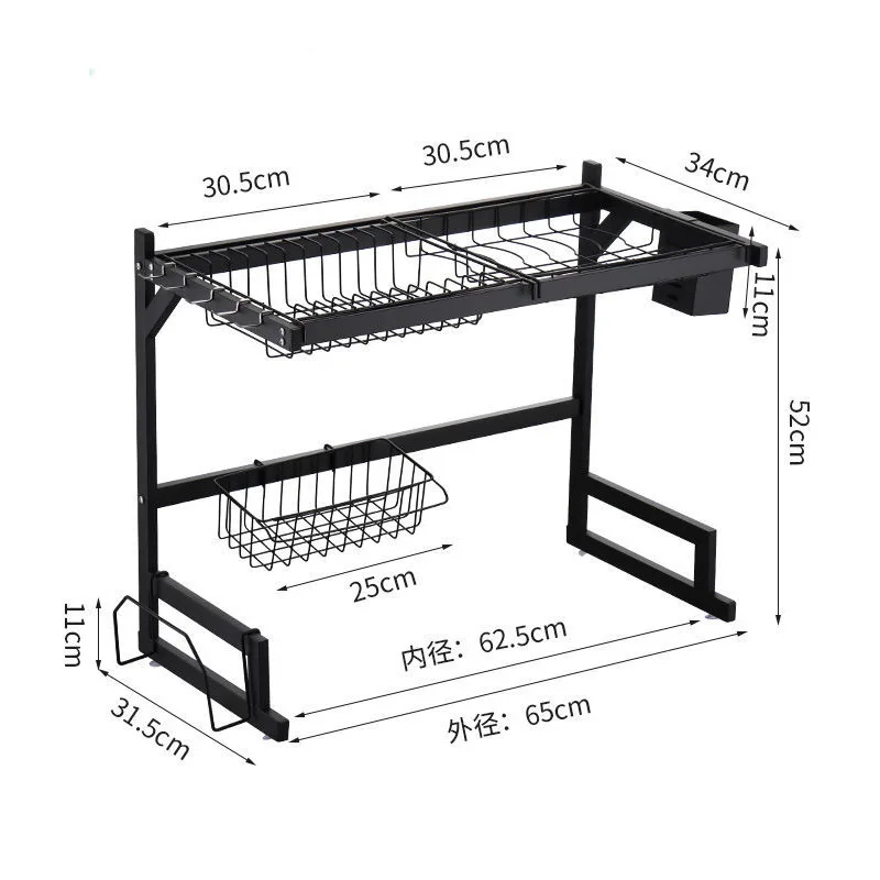 Kitchen Stainless Steel Dish Drain Rack sh Separation Storage Rack Adjustable Bowl Stacking