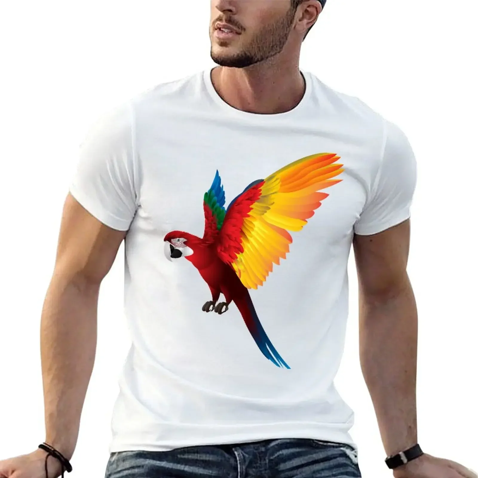 Beautiful Colorful Parrot T-Shirt anime quick-drying anime stuff man clothes mens graphic t-shirts