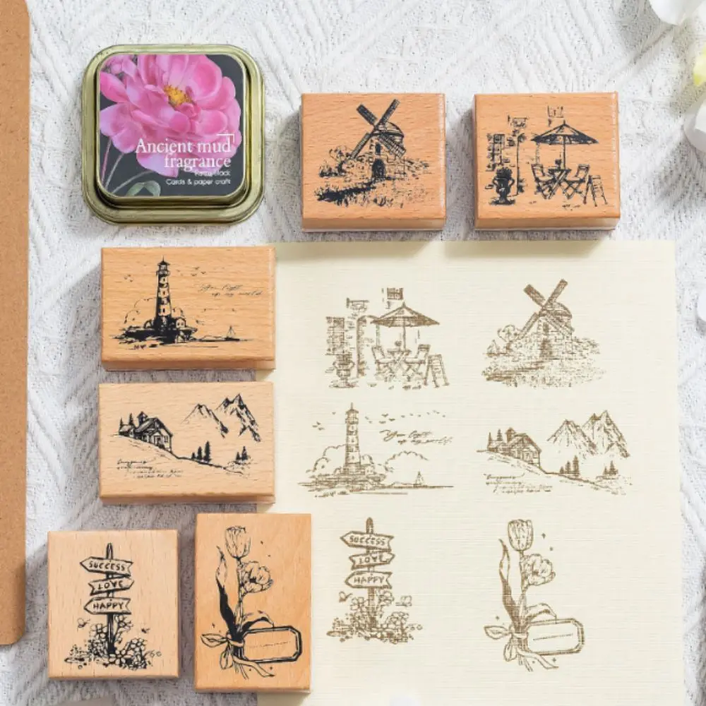 Smooth Natural Beech Wood Beech Wood Journal Stamps Clean Clear Imprints Multiple Vintage Patterns Rubber Stamp Heads