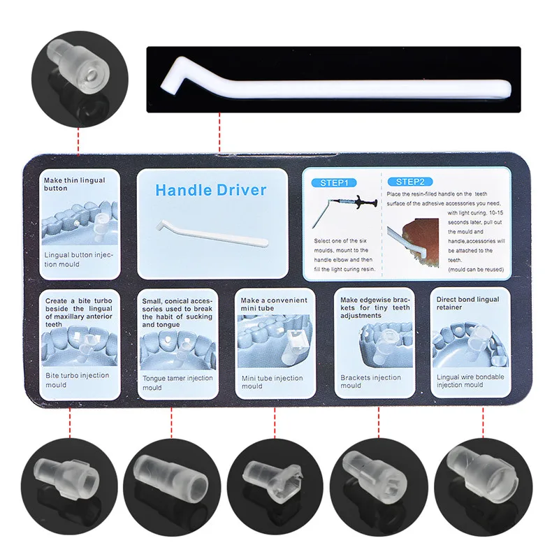 

Набор для стоматологии: ортодонтические аксессуары, инжекционные формы для мини-язычных кнопок и мини-трубок-брекетов для изготовления язычных фиксаторов