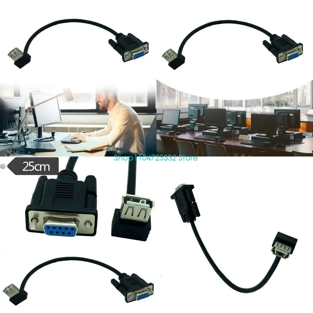 P5EA USB 2.0 A Female To RS232 DB9 Female Serial Cable Adapter Converters 25cm