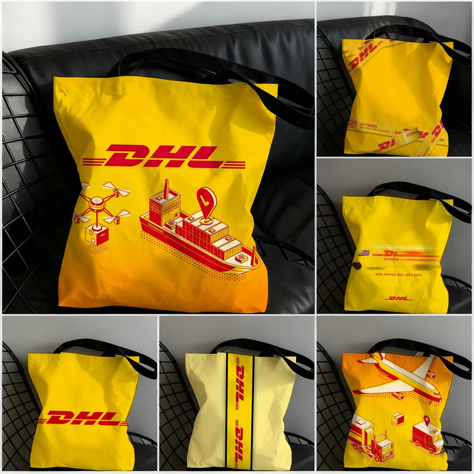 D-DHL Hot E-Express Storage Bags Canvas Double-Sided Print Tote Bag Large Capacity Shoulder Fashion Shopping Handbag