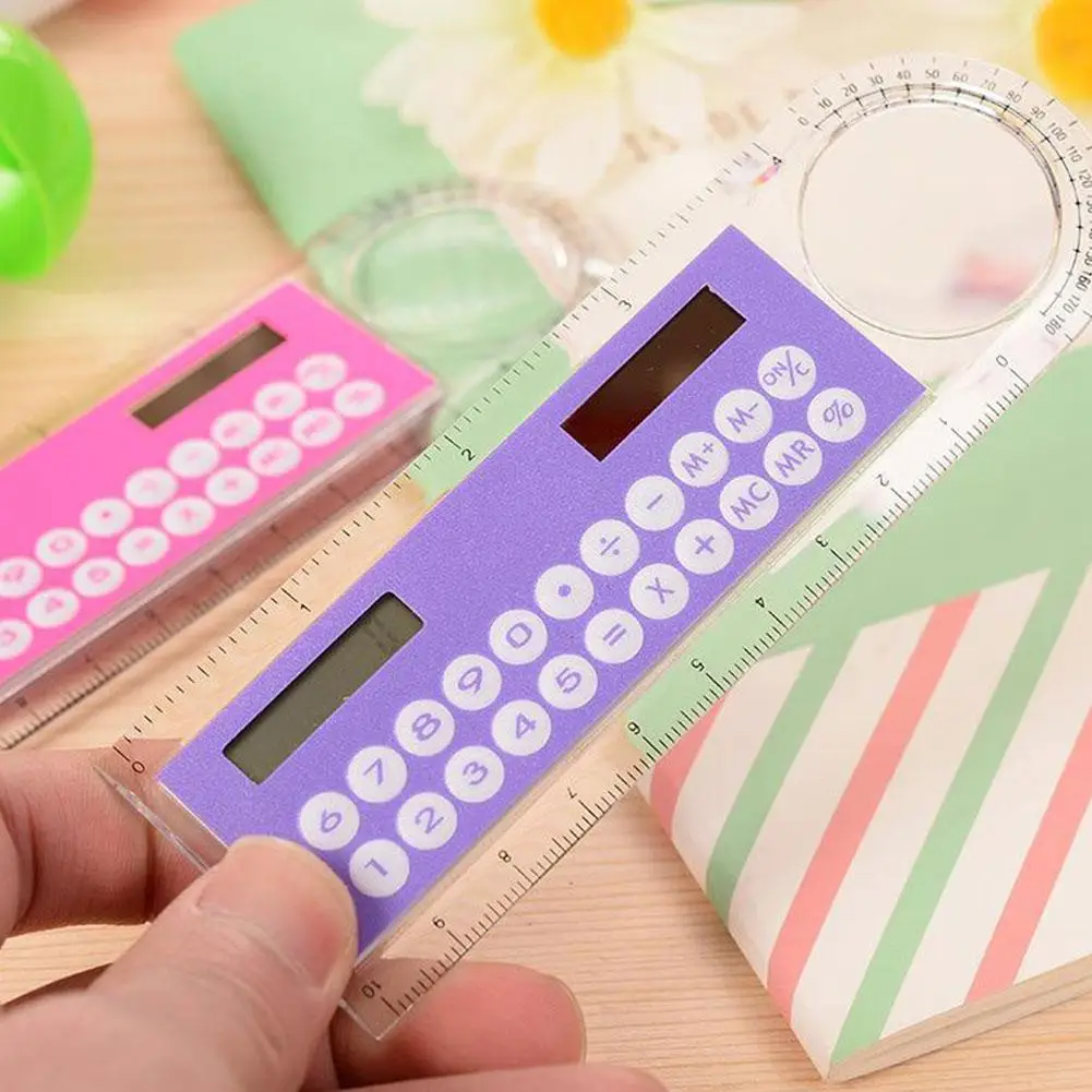 Mini Ruler Calculator Solar Power Card Mini Calculation Student Arithmetic Multifunctional Calculator Computer Digital Caliper