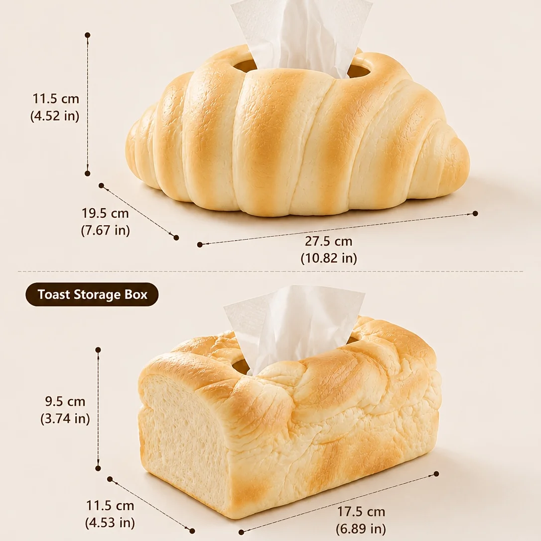 Simulation Bread Tissue Box, Fun Twisted Toast Design, Desktop Tissue Storage for Home Decor