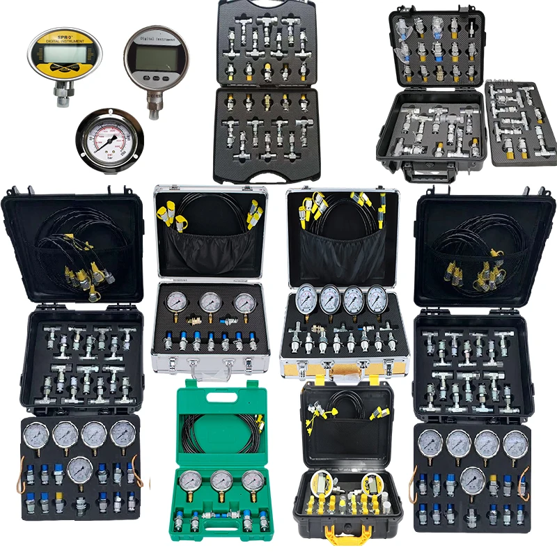 

Hydraulic Pressure Gauge Set Diagnostic Test Kits Tee Joint Box Diagnostic Tool Adapter For Excavator