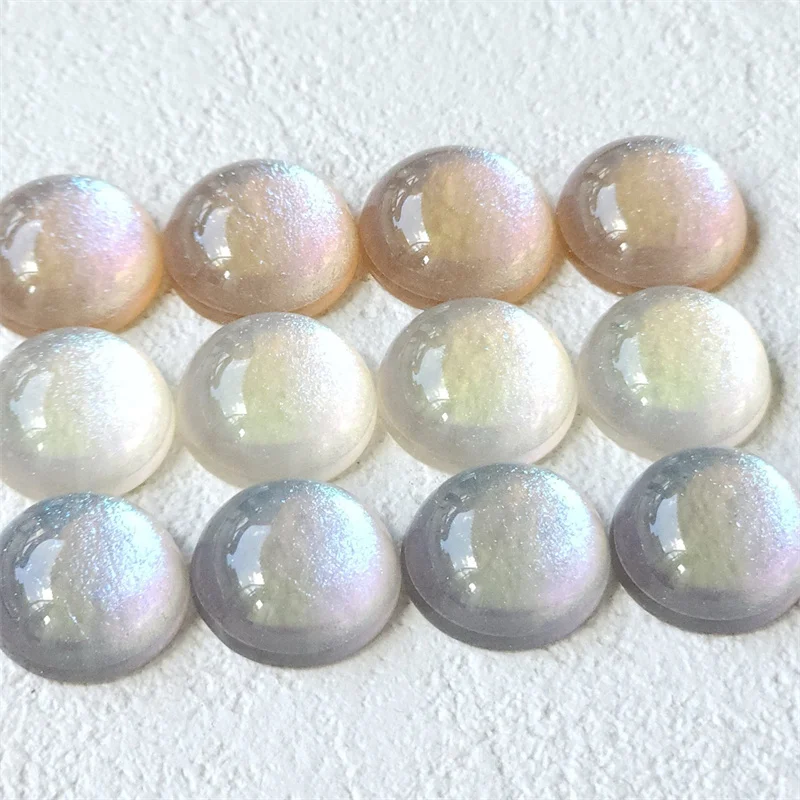 Summer style 100pcs/lot 16mm glitter effect geometry rounds shape resin cabochon beads diy jewelry garment hair accessory
