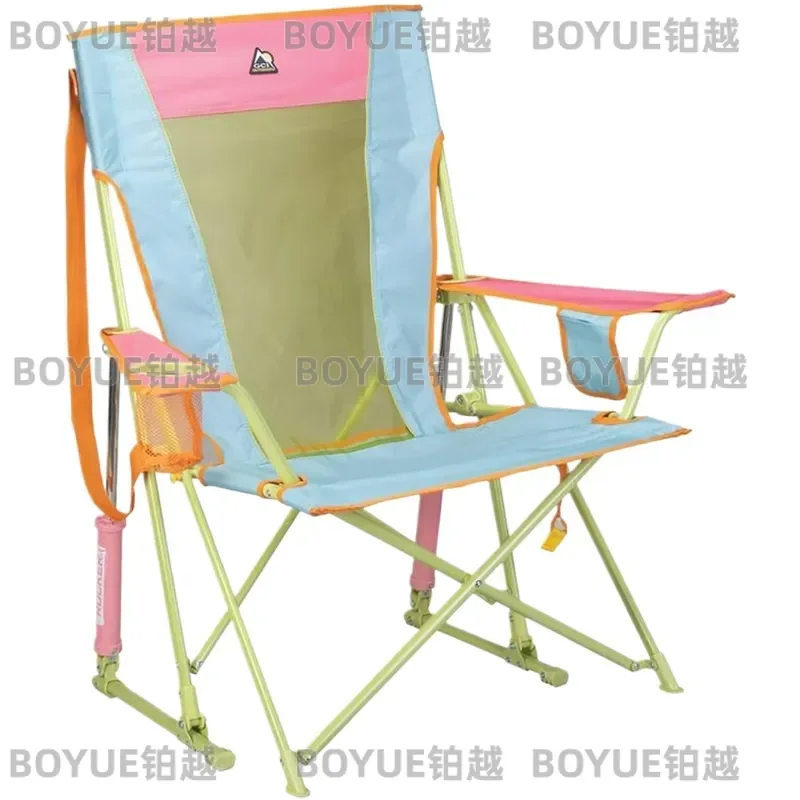 Comfort Pro Rocker Camping Chair for Outdoor Adventures: Portable Folding Rocking Chair with Durable Armrests and Builtin