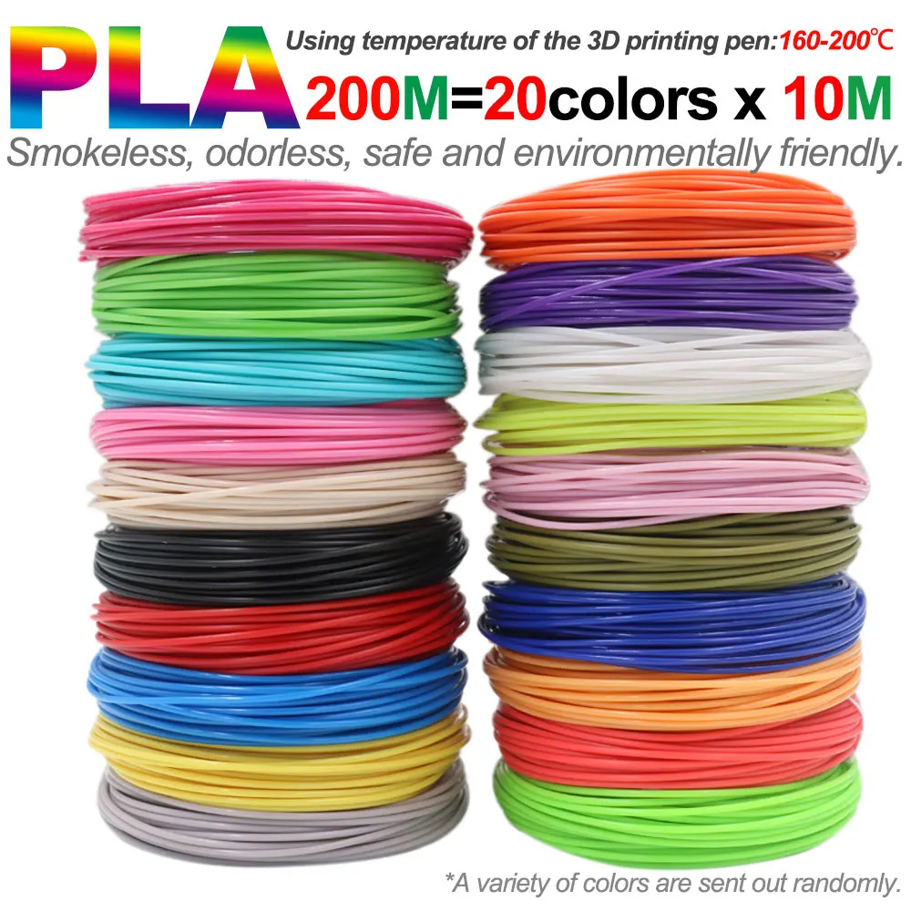 Farbiges PLA-Filament für 3D-Stiftdruck 36M 50M 100M 150M 200M Rauchfreie Sichere Kunststoff-Nachfüllung für 3D-Kinderdruckstifte