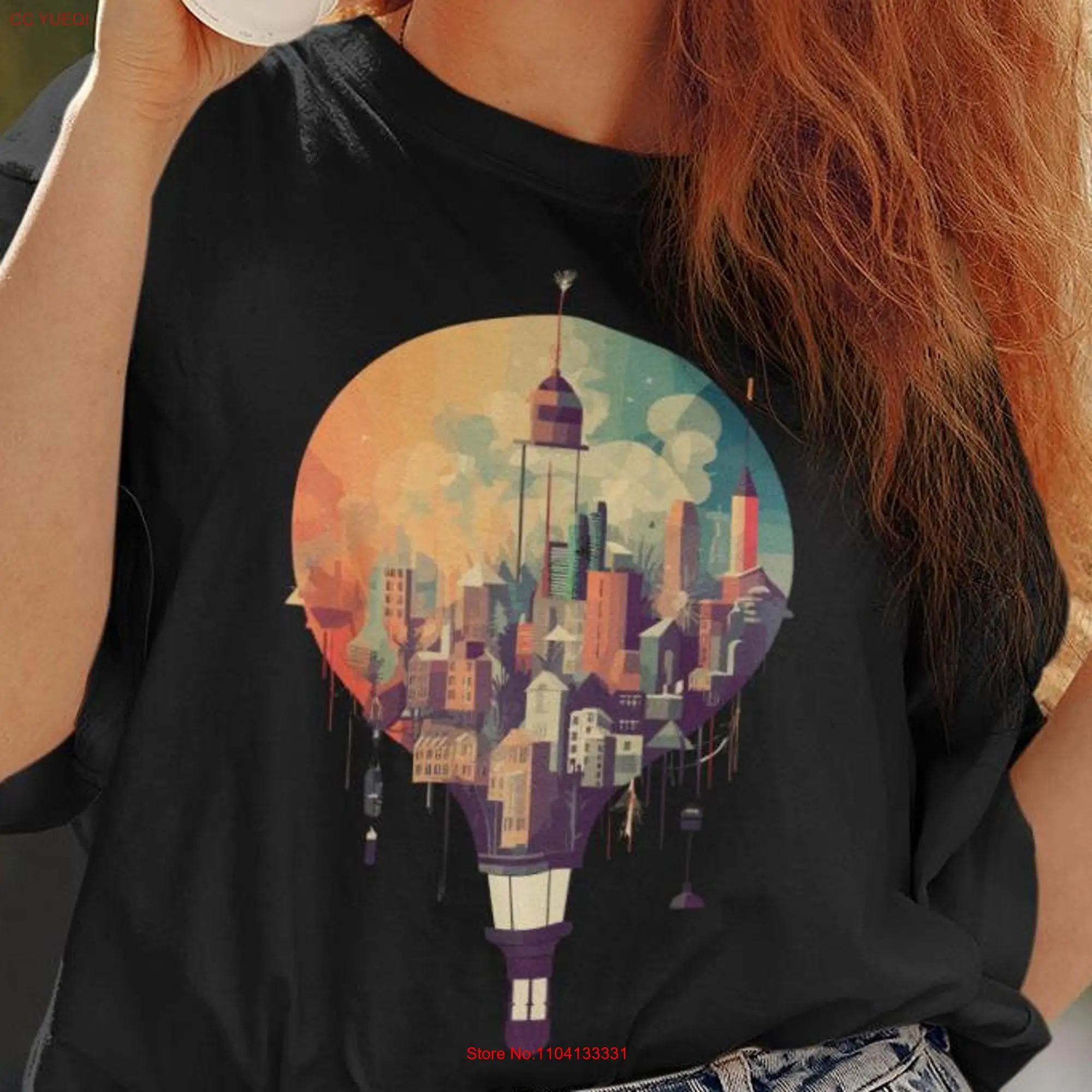 Light Bulb T shirt Abstract ArT Utopia City Urban for Animal Gamer Streetwear long or short sleeves