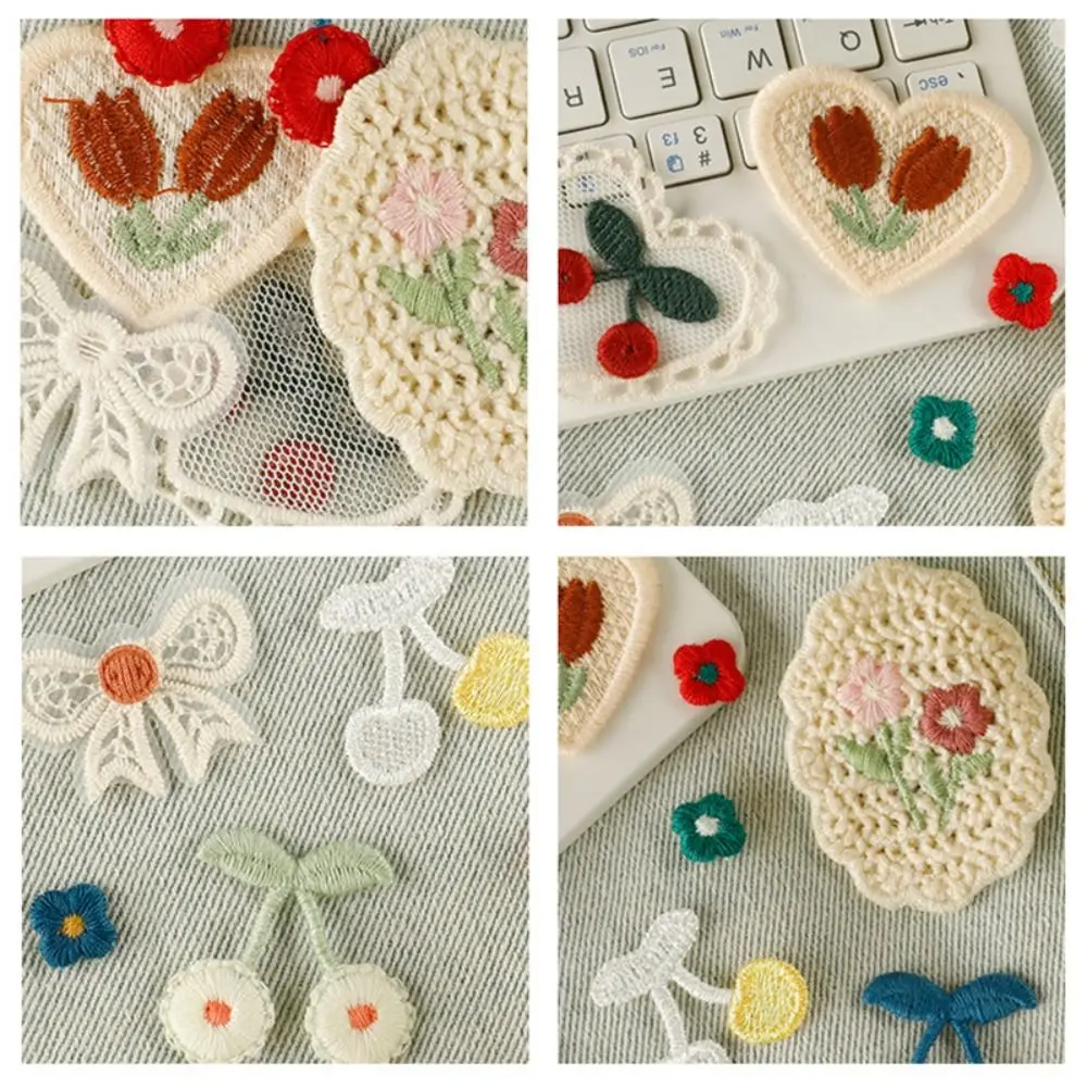 Fashion Sew-on Embroidery Patch Cherry Flower Clothing Badge Accessories Clothing Patches Clothing Badge Accessories