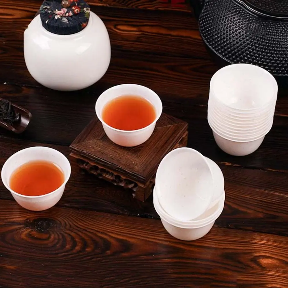 48pcs High Temperature Resistant Disposable Kung Fu Teacup Thickened Solid Plastic Water Cup Biodegradable Drink Cup Restaurant