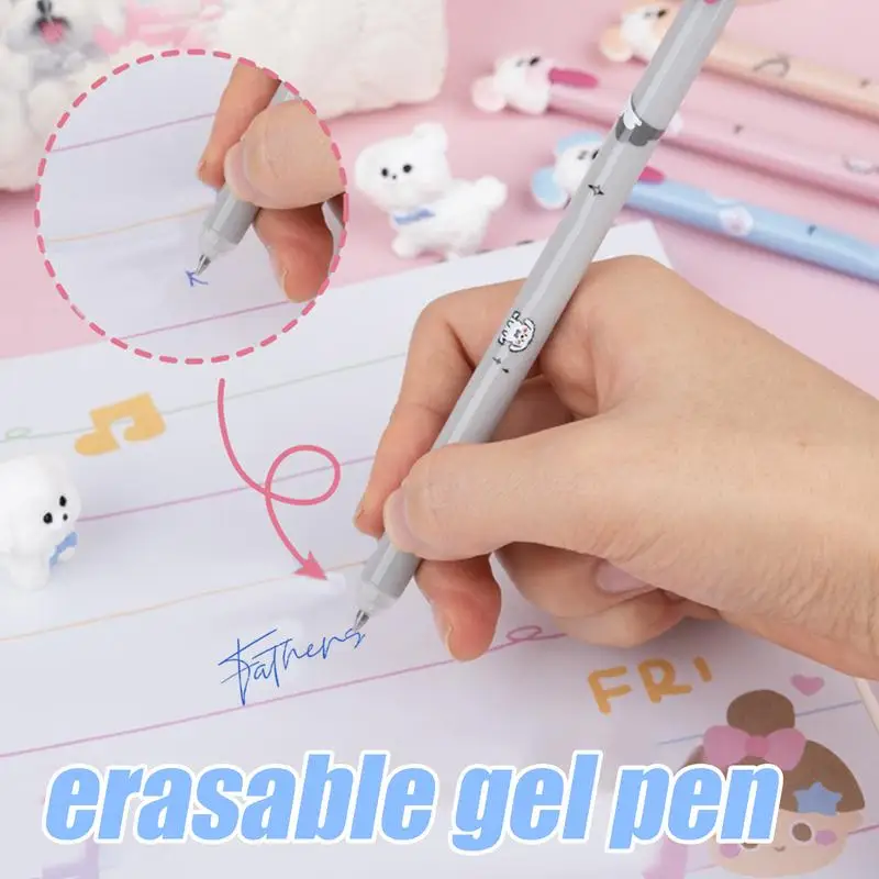 Cute Dog Pens For Kids Erasable Ergonomic Gel Ink Pens 4X Learning Accessories Cute Writing Tool For Study Work Daily Life