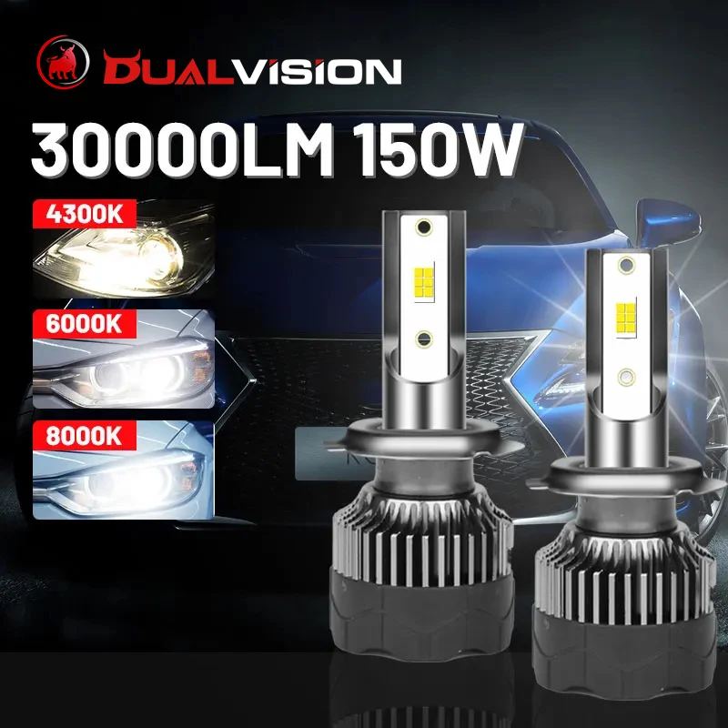 H4 H7 H11 LED Headlights 30000LM 150W 3570 CSP H1 H8 H3 880 881 H27 9007 9008 H13 9012 HIR2 9005 9006 HB3 HB4 H9 4300K 6000K 8K